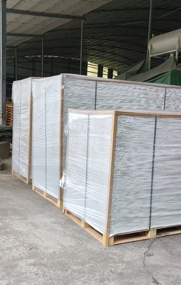 Panels protected and strapped for handling
